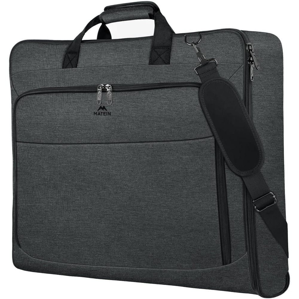 MATEIN Foldable Suit Garment Bag CarryOn for Travel w/ Shoulder Strap Dark gray